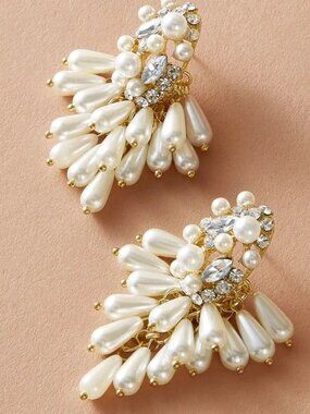 2/$24 Glam Streetwear Shiny Geometric Imitation Pearl & Rhinestone Dangle Drop